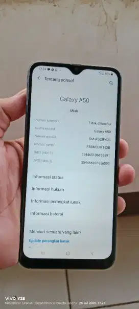 Samsung. A50 resmi. 4/64. Mnus udah gantian lcd normal