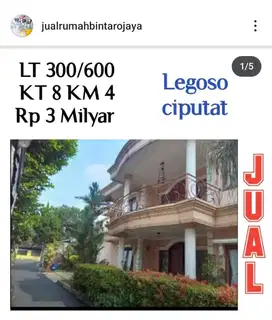 jual rumah mewah halaman luas murah legoso Ciputat