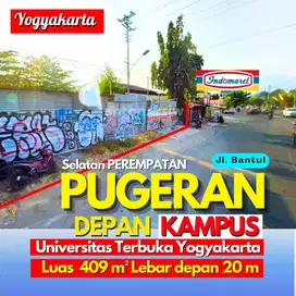 Tanah strategis Jogja selatan perempatan Pugeran Luas 409 m2 lebar 20m