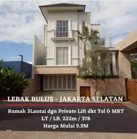 Rumah Baru 3 Lantai dgn lift  di South Grove, Lebak Bulus, Jaksel