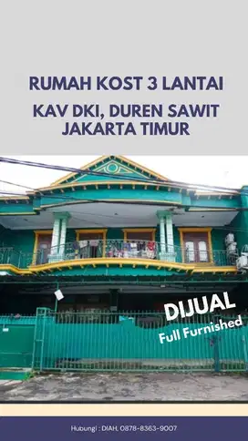 Rumah Kos2an 3 Lantai Dijual Full Furnished di  Duren Sawit, JakTim