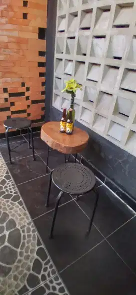 1 set bar serenity cafe kayu solid trambesi metal