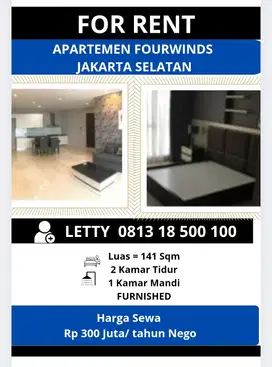Apartemen Fourwinds Kebayoran Lama Rp 290 Juta/ tahun Nego