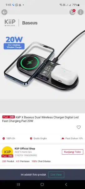 KiiP X Baseus Dual Wireless Charger Digital Led Fast Charging Pad scnd