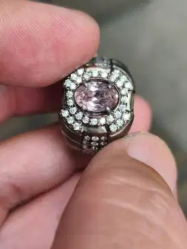 Batu tourmaline pink 1.47 carat ring perak memo CGL top kristal clean