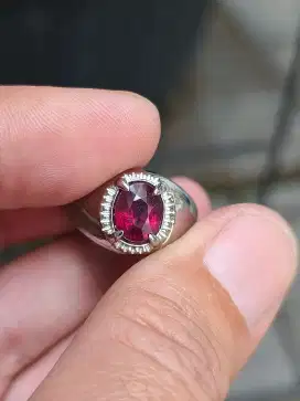 Batu garnet rhodolite Srilanka 2.59 crat ring titanium memo MRI