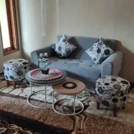 Sofa 2 Seater + 2 Puff + Meja cosmo
