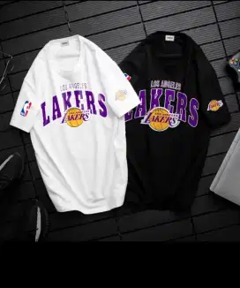 Kaos distro lakers lengan pendek cotton combed 24s