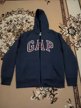 GAP Sherpa Fleece Lined Navy Big Logo Hoodie Zip-Up Jacket