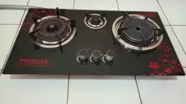 PROGAS KOMPOR TANAM GAS KACA MIX BARA BUNGA MERAH 3 TUNGKU