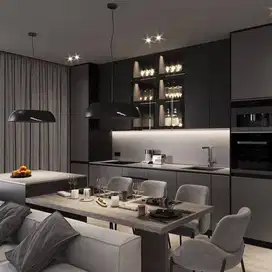 Custom Interior Kitchen Set, Backdrop TV, Lemari, Wardrobe, Kitchenset