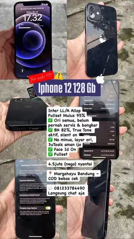 Iphone 12 128 gb Hitam BH 82% Inter All Operator MULUS BANGET ISTIMEWA