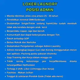 Admin Staff Cuci Lipat Packing Laundry