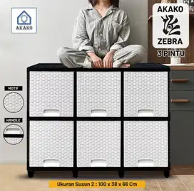 Dijual lemari pakaian AKAKO ZEBRA,3pintu 2susun!!!