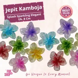 Jepit rambut kamboja 8 cm splash sparkling  Elegan berkilau