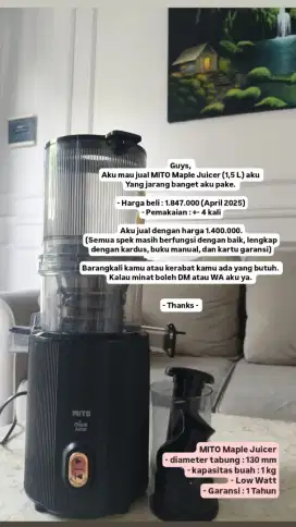 Slow Juicer (Mito Maple Juicer)