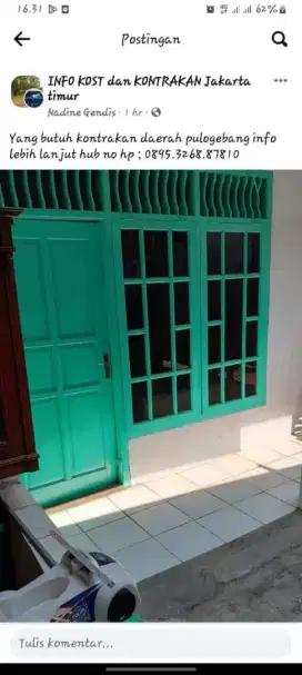 Di sewakan rumah kontrakan