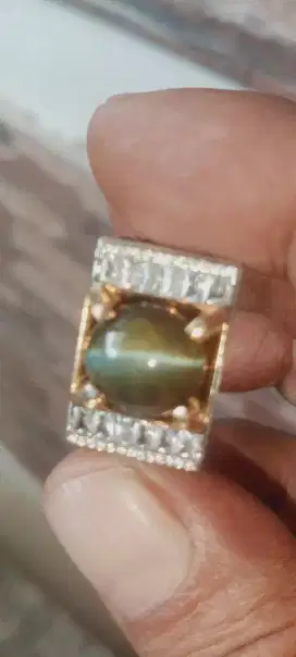 Cat eye chrysoberil jumbo ring perak