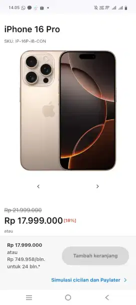IPHONE16 PRO GARANSI RESMI IBOX PROMO KREDIT 0% FREE 2X CICILAN
