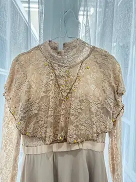 dress kebaya brokat stretch warna coklat