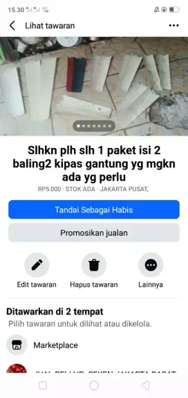 Slhkn plh slh 1 paket isi 2 baling2 kipas angin gantung mgkn perlu