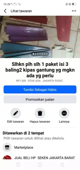 Slhkn plh slh 1 paket isi 3 baling2 kipas angin gantung mgkn perlu