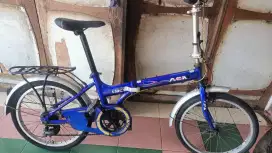 Sepeda lipat uk20 frem lurus rangka kokoh rem pakem ban tebal semua