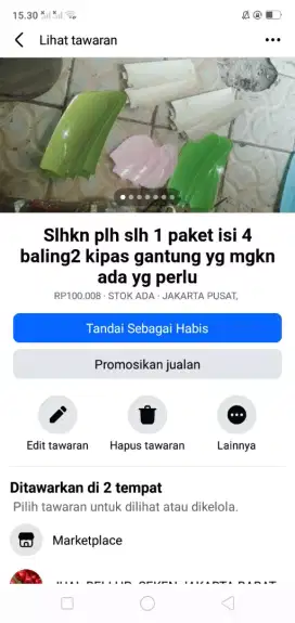 Slhkn plh slh 1 paket isi 4 baling2 kipas gantung mgkn ada yg perlu