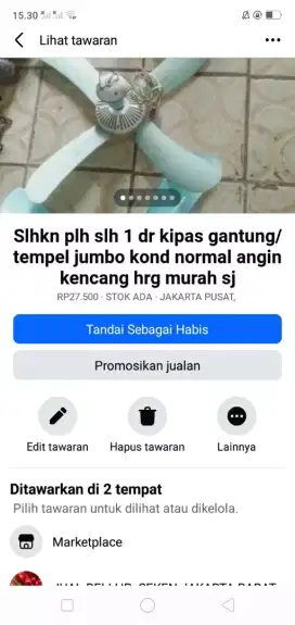Slhkn plh slh 1 dr kipas angin tempel/gantung UK jumbo hrg murah cpt