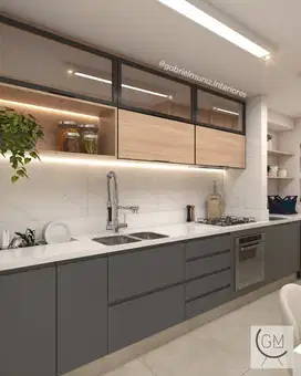 Custom Interior Kitchen Set, Backdrop TV, Lemari, Wardrobe, Kitchenset