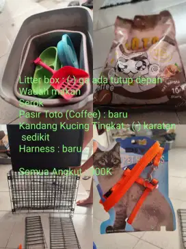 Kandang, Pasir, Wadah Makan, Harness Kucing