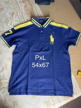 Kaos Polo Pria Biru List Kuning