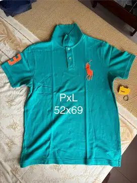 Kaos Polo Pria Hijau Tosca Logo Orange
