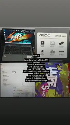 DIJUAL LAPTOP AXIOO HYPE 5 AMD tahun 2024