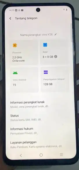 Tt/bt bisa jual apalagi vivo y28 8+8/128