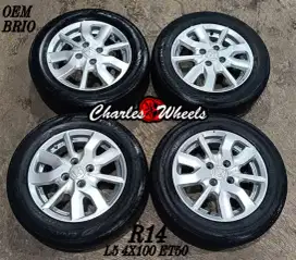 Jual  velg + ban oem brio r14 4x100 agya ayla sigra jazz dll