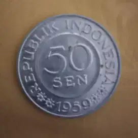 Jual koin Indonesia pecahan 50 sen th 1959