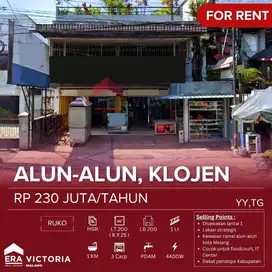 Ruko disewakan ditengah kota dekat alun alun Klojen Malang