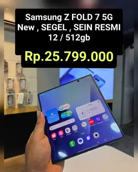 Rp.25,799 12/512gb ,
Samsung GALAXY Z FOLD 7
BARU , SEGEL , RESMI SEIN
