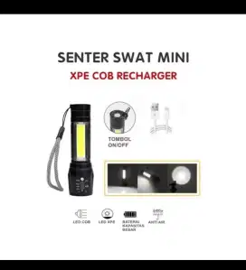 Senter mini USB recharge 3 mode