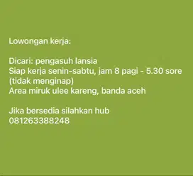 Lowongan kerja pengasuh lansia