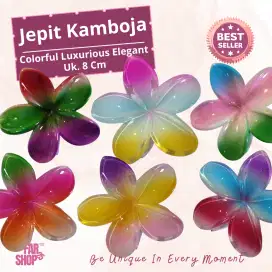 Jepit Rambut Kamboja Pelangi 8 Cm — Warna-Warni Mewah Elegan berkilau