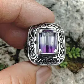 Natural Bi Color Quartz 6.35 ct memo WGL ring Perak Handmade Graphir