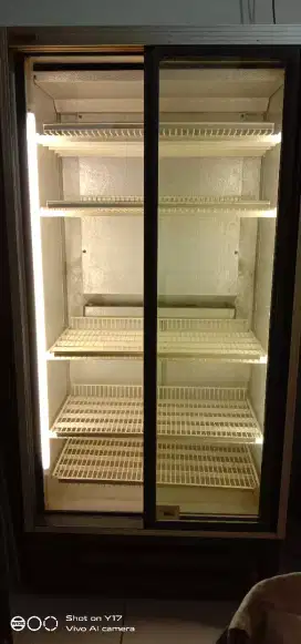 Kulkas SANSIO showcase 2 pintu sliding made in Denmark(kompressor mati