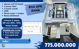 Jual rumah 2 lantai bonus kitchen set,pompa air di Kalijudan Surabaya