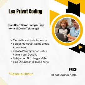 Les Privat Matematika, Gitar, Coding, dan Renang untuk Semua Usia