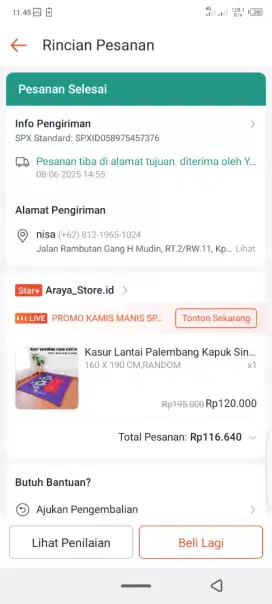 kasur palembang & cargo parasut