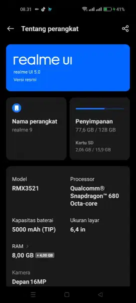 Realme 9 spek gaming