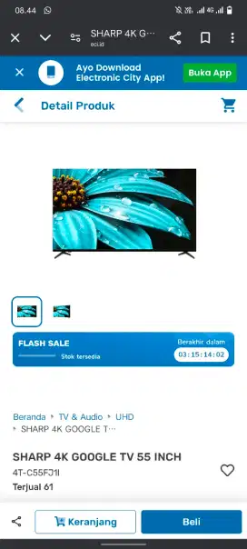 SHARP UHD GOOGLE TV 55 INCH 0% BUNGA BEBAS1-2 KALI CICILAN