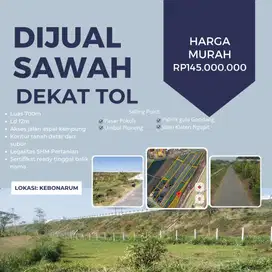 HANYA DISINI HARGA SAWAH DEKAT TOL SEMURAH INI!